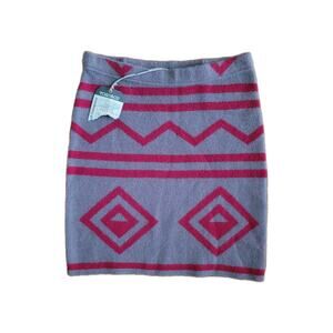 Toad & Co Womens Merino Wool Diamond Sweater Skirt Tan/red Geo XS New